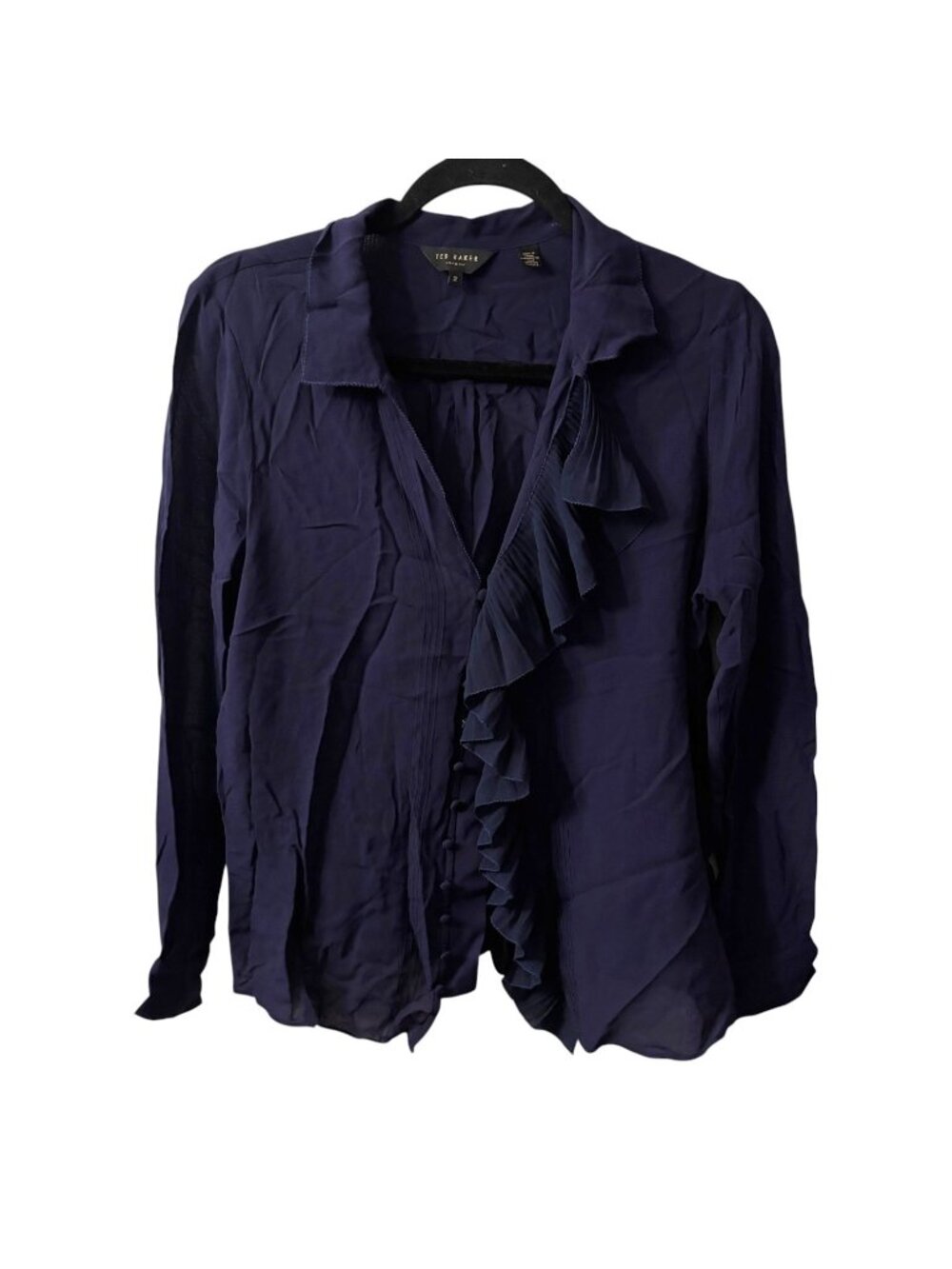 Ted Baker Thelmah Ruffle Button Up Top 6 M Victorian Goth Dark Academia Blouse